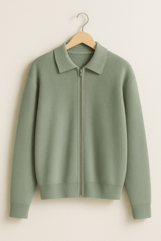 Eli Strickjacke mit Reißverschluss - Strickwaren - Grün - Müller Mode