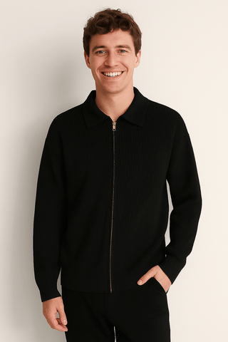 Eli Strickjacke mit Reißverschluss - Strickwaren - Schwarz - Müller Mode