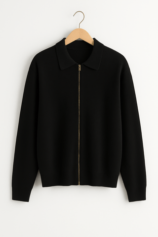 Eli Strickjacke mit Reißverschluss - Strickwaren - Schwarz - Müller Mode