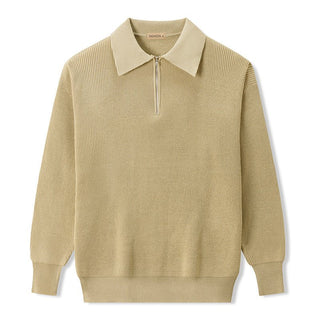 Elijah Strickpullover mit Polokragen und Reißverschluss - Strickwaren - Beige - Müller Mode