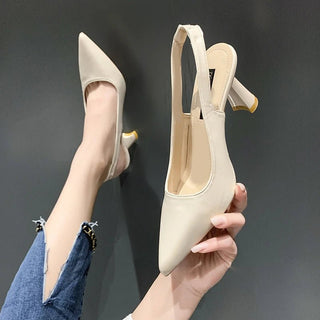 Elissa - Spitz zulaufende Pumps - Slingback Stil - Pumps - Beige - Müller Mode