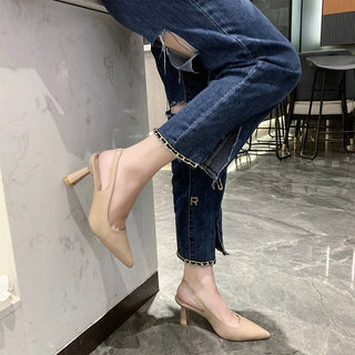 Elissa - Spitz zulaufende Pumps - Slingback Stil - Pumps - Beige - Müller Mode