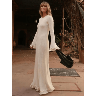 Ellasandra - Langärmliges Maxikleid - Kleider - Weiß - Müller Mode
