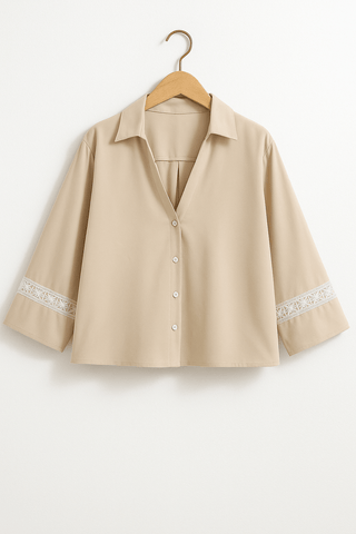 Elly Bluse mit Spitze und Knöpfen - Bluse - Khaki - Müller Mode