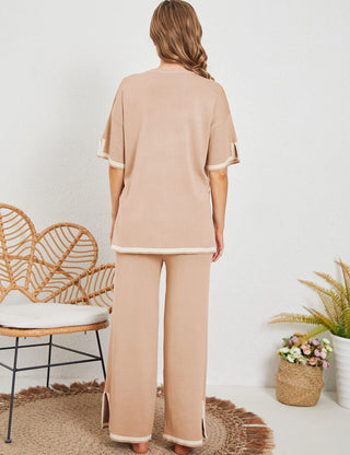 Eloise - Passendes T-Shirt & Hose - Loungewear Set - Sets - Khaki - Müller Mode