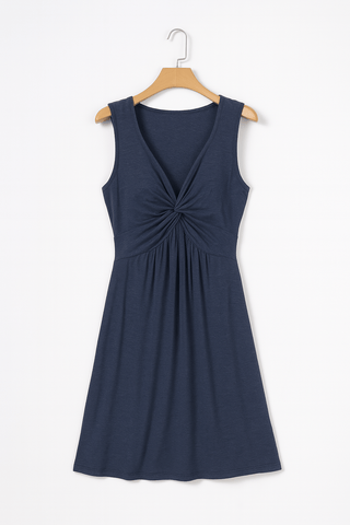 Elsa Pflaumenfarbenes Twist - Minikleid ohne Ärmel - Kleider - Blau - Müller Mode