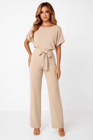 Elva Krawatten - Gürtel - Overall - Jumpsuits - Beige - Müller Mode