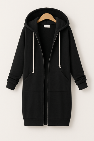 Ember Knielanger Hoodie - Sweatshirts & Hoodies - Schwarz - Müller Mode