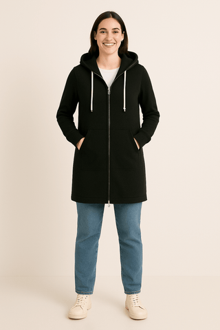 Ember Knielanger Hoodie - Sweatshirts & Hoodies - Schwarz - Müller Mode