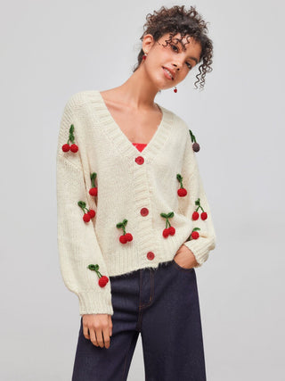 Emeline Kirsche Strickjacke - Strickwaren - Beige - Müller Mode