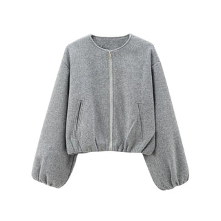 Emilia Reißverschlussjacke mit Ballonärmeln - Jacken - Grau - Müller Mode