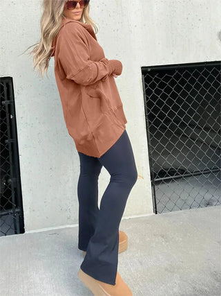 Emmanuelle - Hoodie mit Knopfleiste - Mit Handwärmern - Sweatshirts & Hoodies - Aprikose - Müller Mode