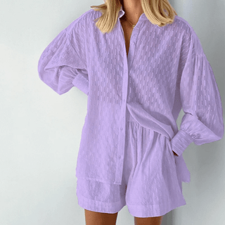 Esther - Strandoutfit - Bluse mit Shorts - Sets - Lila - Müller Mode