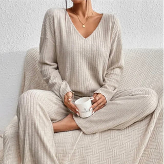 Evangeline - 2 - Teiliges Lounge - Set - Rippmuster - Sets - Beige - Müller Mode