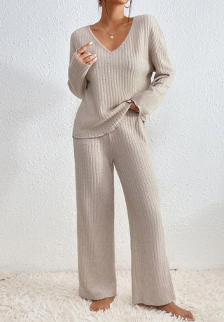 Evangeline - 2 - Teiliges Lounge - Set - Rippmuster - Sets - Beige - Müller Mode