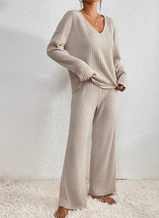 Evangeline - 2 - Teiliges Lounge - Set - Rippmuster - Sets - Beige - Müller Mode