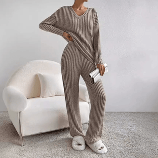 Evangeline - 2 - Teiliges Lounge - Set - Rippmuster - Sets - Grau - Müller Mode