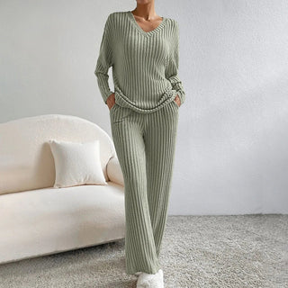 Evangeline - 2 - Teiliges Lounge - Set - Rippmuster - Sets - Olivgrün - Müller Mode