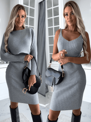 Fanny - Ärmelloses Kleid - Gratis Pullover - Kleider - Grau - Müller Mode
