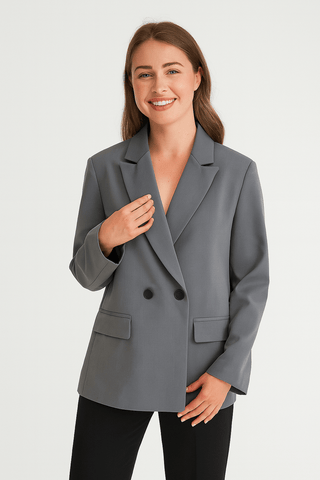 Fatima Blazer mit Reverskragen und Knöpfen - Blazers - Grau - Müller Mode