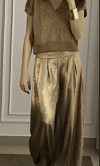 Felicia - Elegantes Oberteil und Hose - Lässiger Schick - Sets - Gold - Müller Mode
