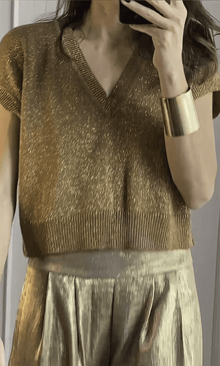 Felicia - Elegantes Oberteil und Hose - Lässiger Schick - Sets - Gold - Müller Mode