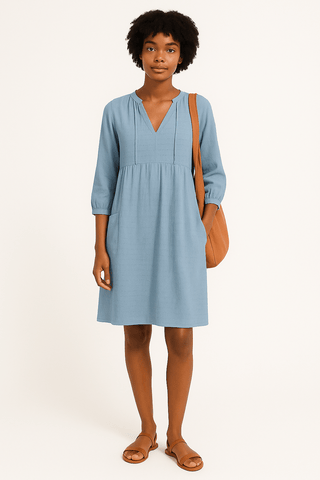 Franca Lockeres Hemdkleid - Kleider - Blau - Müller Mode