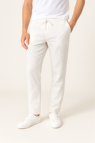 Frank Tapered - Hose mit Kordelzug - Hosen - Weiß - Müller Mode