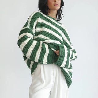 Freya - Strickpullover - Klassische Streifen - Strickwaren - Grün - Müller Mode