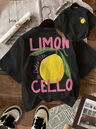 Gaby T-Shirt mit Zitronenprint & Krempelärmeln - T-shirt - Schwarz - Müller Mode
