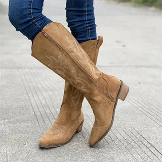 Georgia - Kniehohe Cowboystiefel - Stickerei - Detail - Stiefel - Rosa - Müller Mode