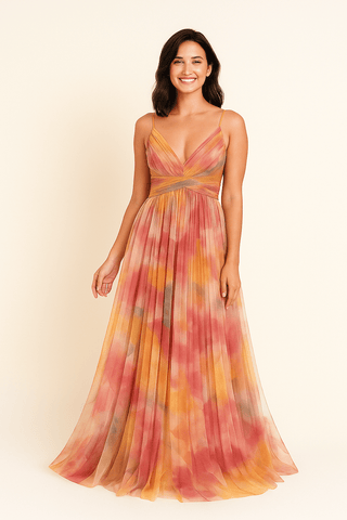 Greta Maxikleid mit Ombre - Blumenmuster - Kleider - Orange - Müller Mode