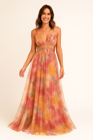 Greta Maxikleid mit Ombre - Blumenmuster - Kleider - Orange - Müller Mode