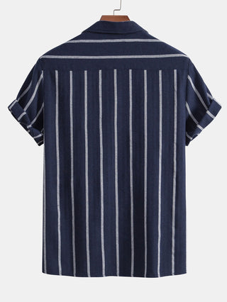 Gustav Gestreiftes Kurzarmhemd mit Shorts Set - Sets - Dunkelblau - Müller Mode