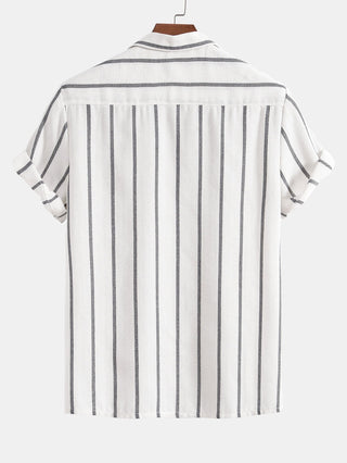 Gustav Gestreiftes Kurzarmhemd mit Shorts Set - Sets - Weiß - Müller Mode