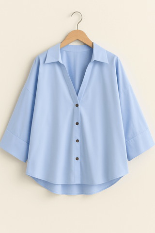 Gwen Oversize Bluse mit Knöpfen - Bluse - Blau - Müller Mode