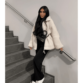 Haisley Flauschige Oversized - Jacke - Winterjacken - Creme - Weiß - Müller Mode