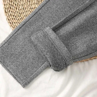 Halley - Formelle Tweed - Hose - Hochtaillierter Stil - Chinos - Grau - Müller Mode