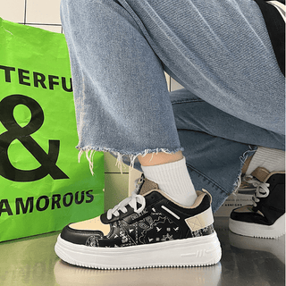 Heidi - Lässige Mode Sneakers - Druck Detail - Sneakers - Schwarz - Müller Mode