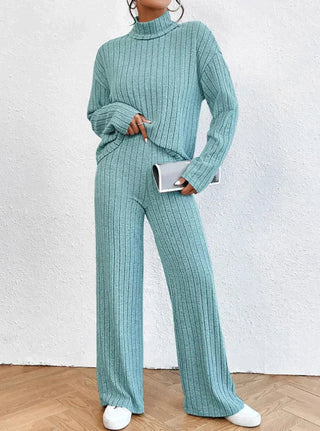 Helene - Strickhose - Rollkragenpullover - Sets - Himmelblau - Müller Mode