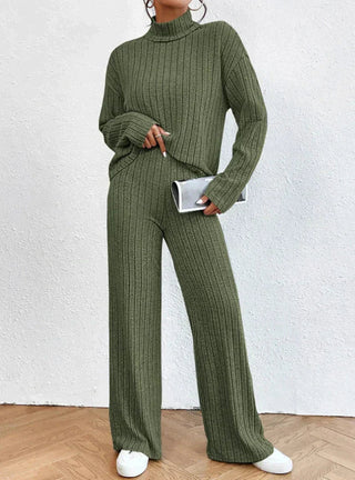 Helene - Strickhose - Rollkragenpullover - Sets - Grün - Müller Mode