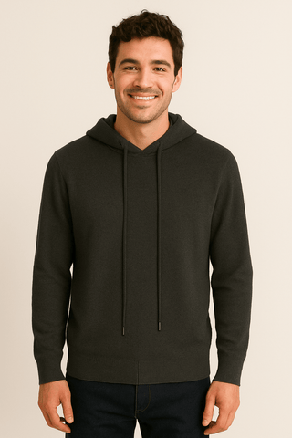 Henry Strickpullover Herren mit Kapuze - Sweatshirts & Hoodies - Dunkelgrau - Müller Mode