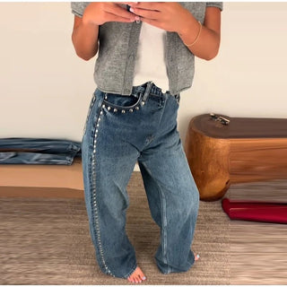 Hilda Weitbein - Jeanshose mit Perlenverzierung - Hosen - Marineblau - Müller Mode