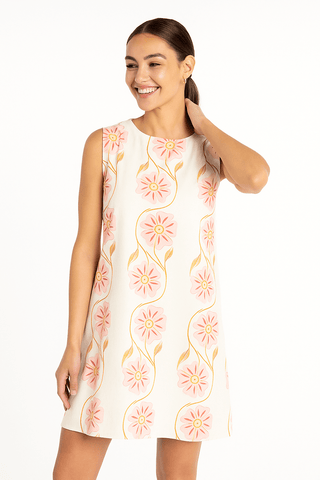 Ilona Minikleid mit Blumenprint und Stehkragen - Kleider - Weiß - Müller Mode