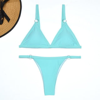 Ingrid Bikini - Set mit Triangel - Top und Ringdetails - Bademode - Blau - Müller Mode