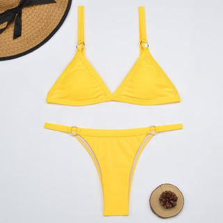Ingrid Bikini - Set mit Triangel - Top und Ringdetails - Bademode - Gelb - Müller Mode