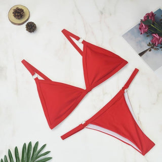 Ingrid Bikini - Set mit Triangel - Top und Ringdetails - Bademode - Rot - Müller Mode