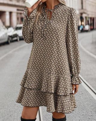 Irina - Langarm Kleid - Mühelose Eleganz - Kleider - Khaki - Müller Mode