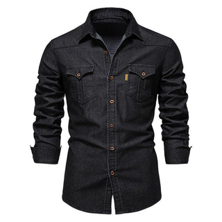 Isak Denim - Hemd mit Knopfleiste - Hemden - Schwarz - Müller Mode