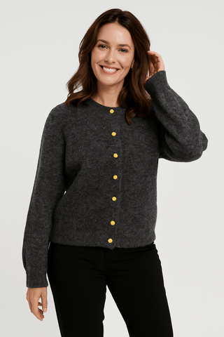 Isaura Fuzzy - Strickjacke - Strickwaren - Grau - Müller Mode